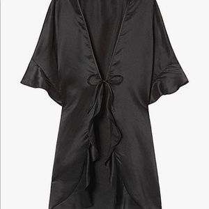 Victoria's Secret Sexy Black Slip Wrap Kimono Robe